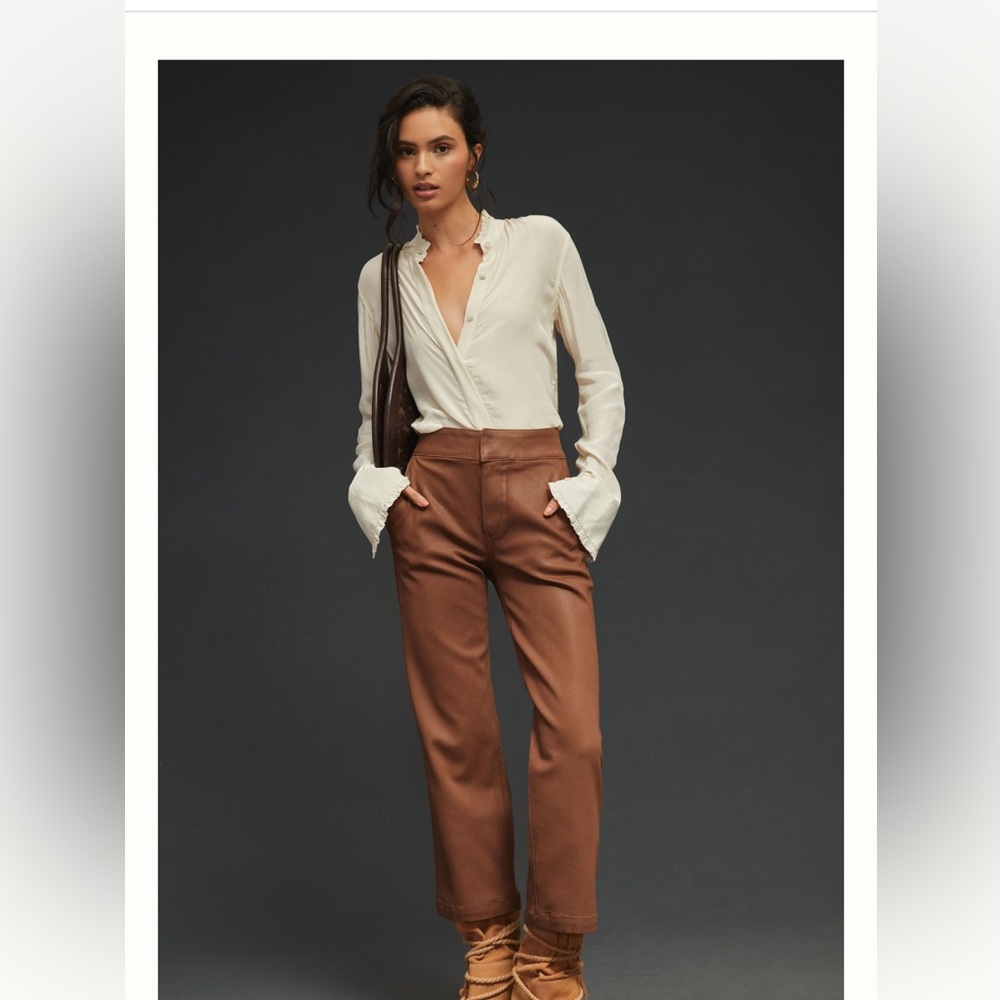 Paige Nellie High Rise Cropped Wide-Leg Coated Jeans